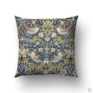 Strawberry Thief Pillow Cover – William Morris Jacquard Cushion, Arts and Crafts Decor. WIM020EU