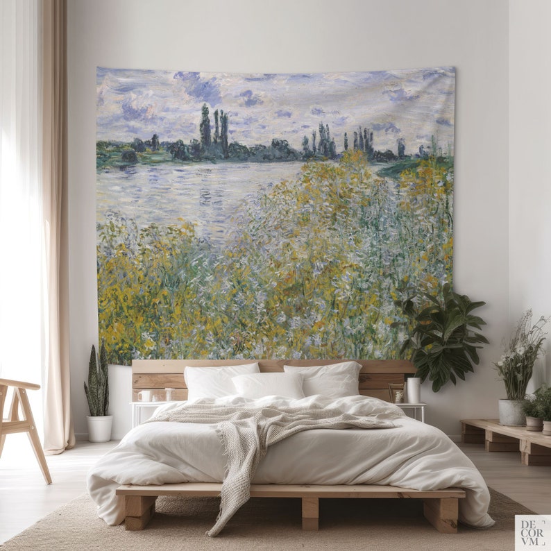 Claude Monet Print, Art Tapestry, Impressionist Prints, Landscape Art, French Art Tapestry, Wall Decoration, Vintage Tapestry. MON008 image 6