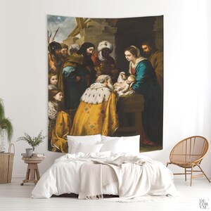 Tapiz de arte cristiano, Adoración de los Magos de Murillo, Arte religioso, Tapiz religioso, Obra cristiana. REL004