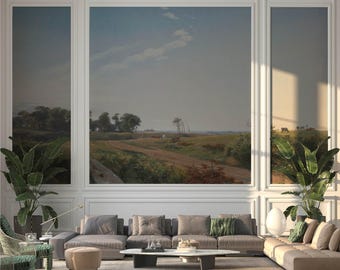 Serene Landscape Mural, 19th Century Country, Traditional Peel & Stick Wallpaper. LAN055