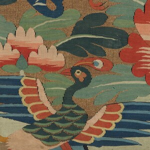 Peacock Medallion Tapestry, Ming Dynasty Style Wall Hanging, Printed in USA. CHI004 image 4