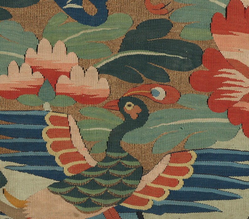 Peacock Medallion Tapestry, Ming Dynasty Style Wall Hanging, Printed in USA. CHI004 image 4