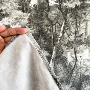 Forest tapestry monochrome print, Tree wall art drawing, German artist, Fabric wall hanging. LAN022EU image 2
