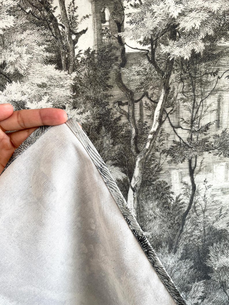 Forest tapestry monochrome print, Tree wall art drawing, German artist, Fabric wall hanging. LAN022EU image 2