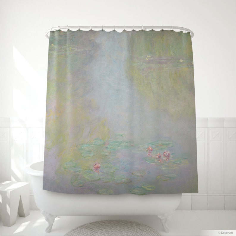 Water Lilies printed on shower curtains Floral bathroom Etsy