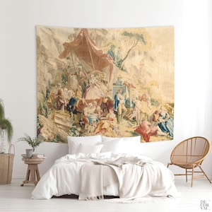 Boucher French Tapestry, 18th Century Village Scene, Wall Hanging. FRE001