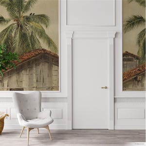 Mural de palmeras pintadas, papel pintado vintage tropical para dormitorio, decoración bohemia terracota. LAN016 imagen 6