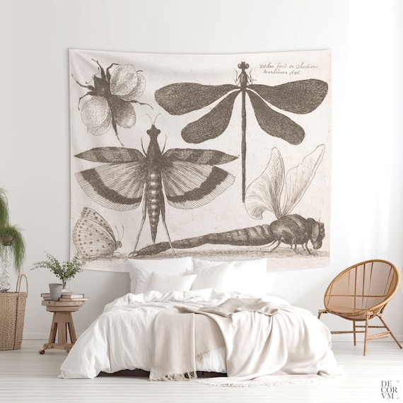 Vintage Print Botanical Tapestries Insect Wall Art Botanical Wall Decor Vintage Illustration Botanical Print Insect Tapestry. INS001 Etsy UK