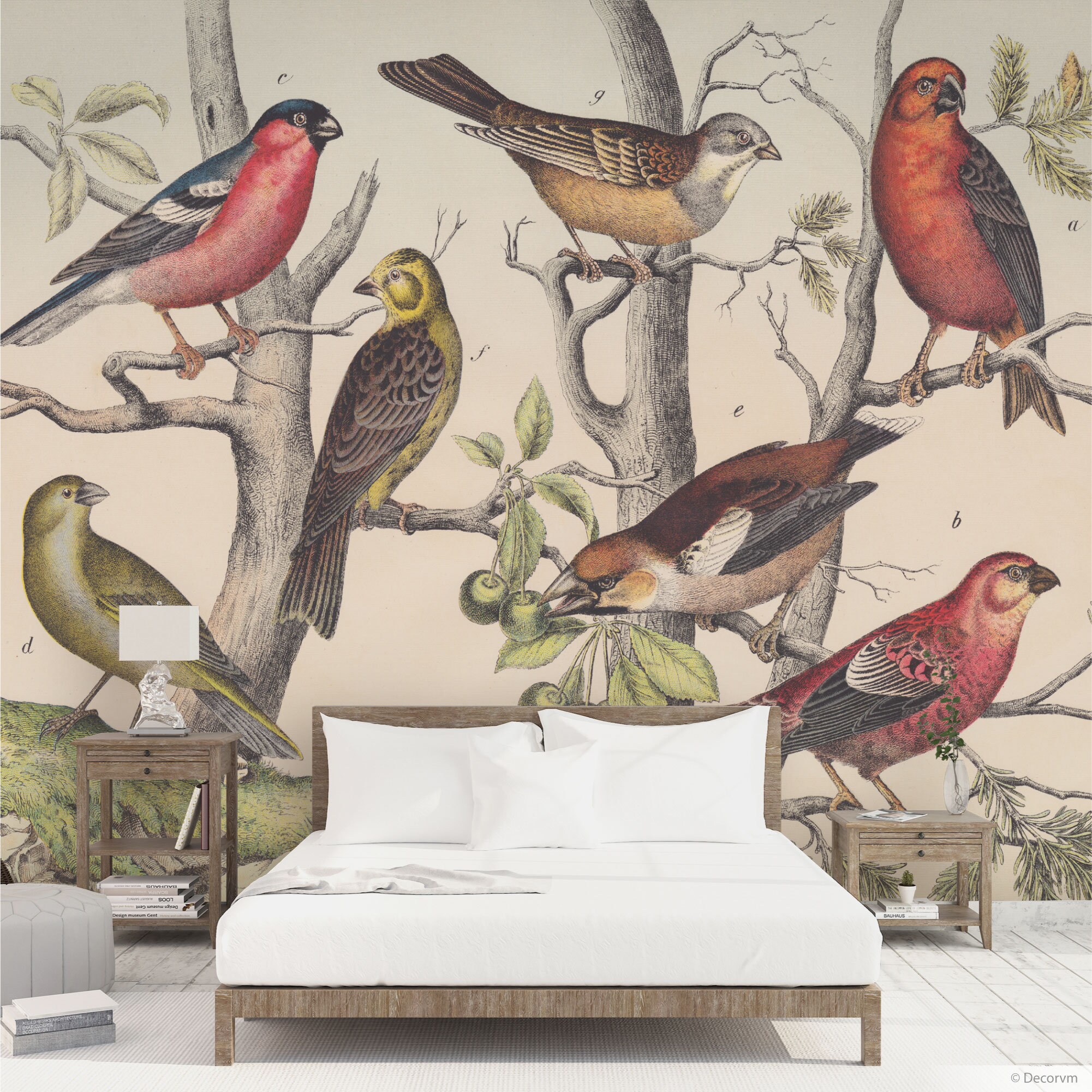Vintage Wallpaper of Bird Study From the 19th Century Natural - Etsy