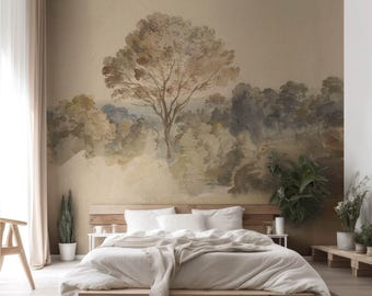 Neutral Landscape Wallpaper Mural: 17th Century English Countryside Mural, Van Dyck. LAN102