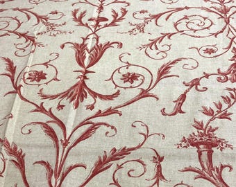 Crimson Acanthus Floral Upholstery Fabric Antique Style Drapery Textile Interior Designers