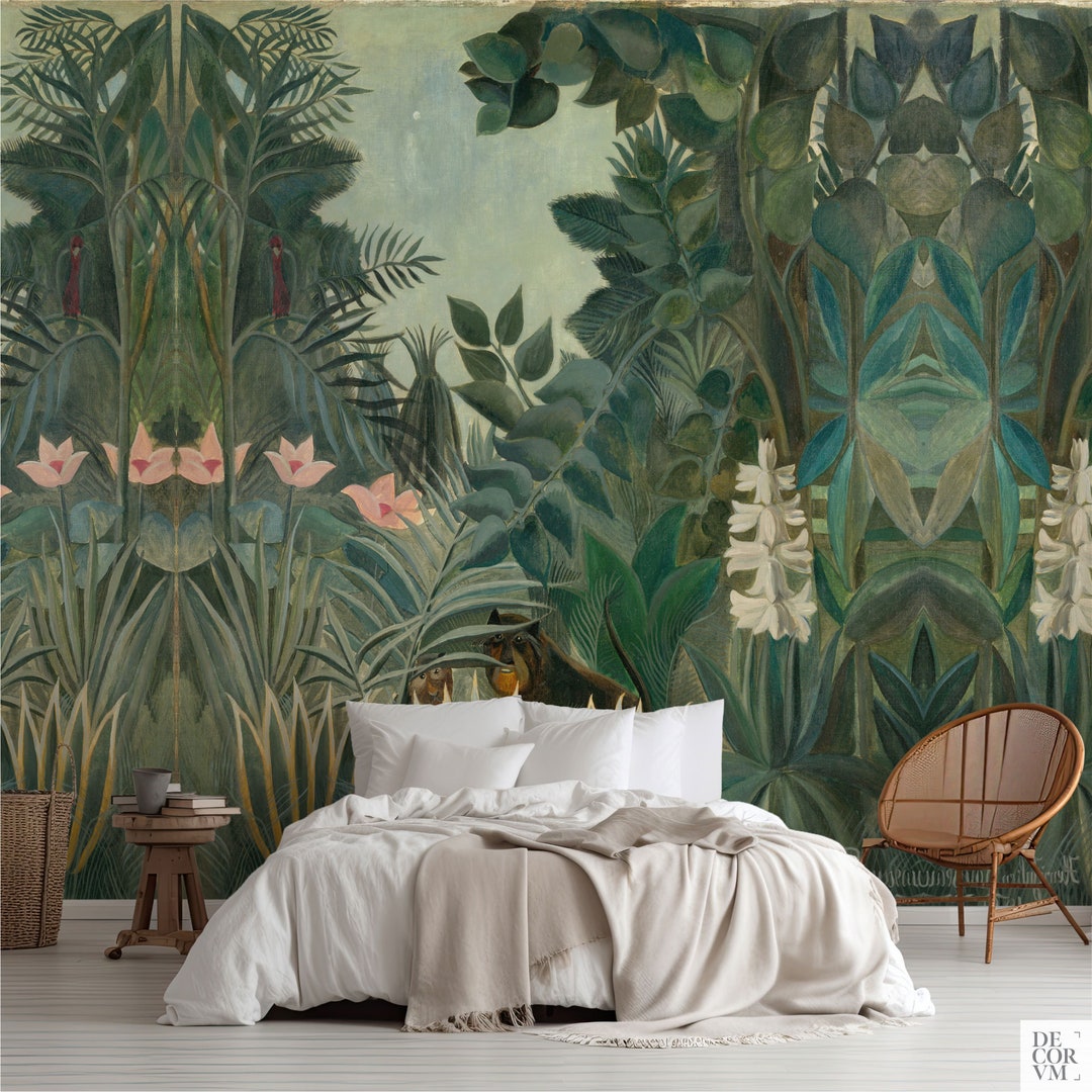 Jungle Wallpaper, Henri Rousseau Wall Mural the Equatorial Jungle, Peel