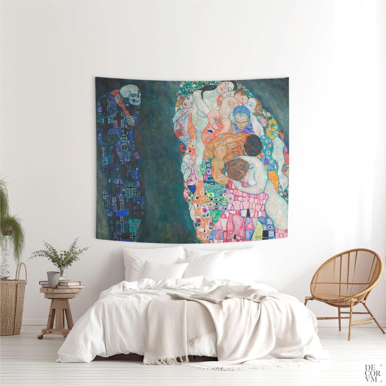 Tapiz de pared con la imagen de Muerte y Vida de Gustav Klimt. KLI001 imagen 9