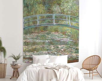 Monet Water Lilies, Tapestry, Wall Art, Impressionist Art, Dorm Decor, House Warming Gift. MON002