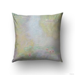 Water Lilies by Monet as floral decorative pillow, Floral painting cover pillow, Soothing home decor. MON012