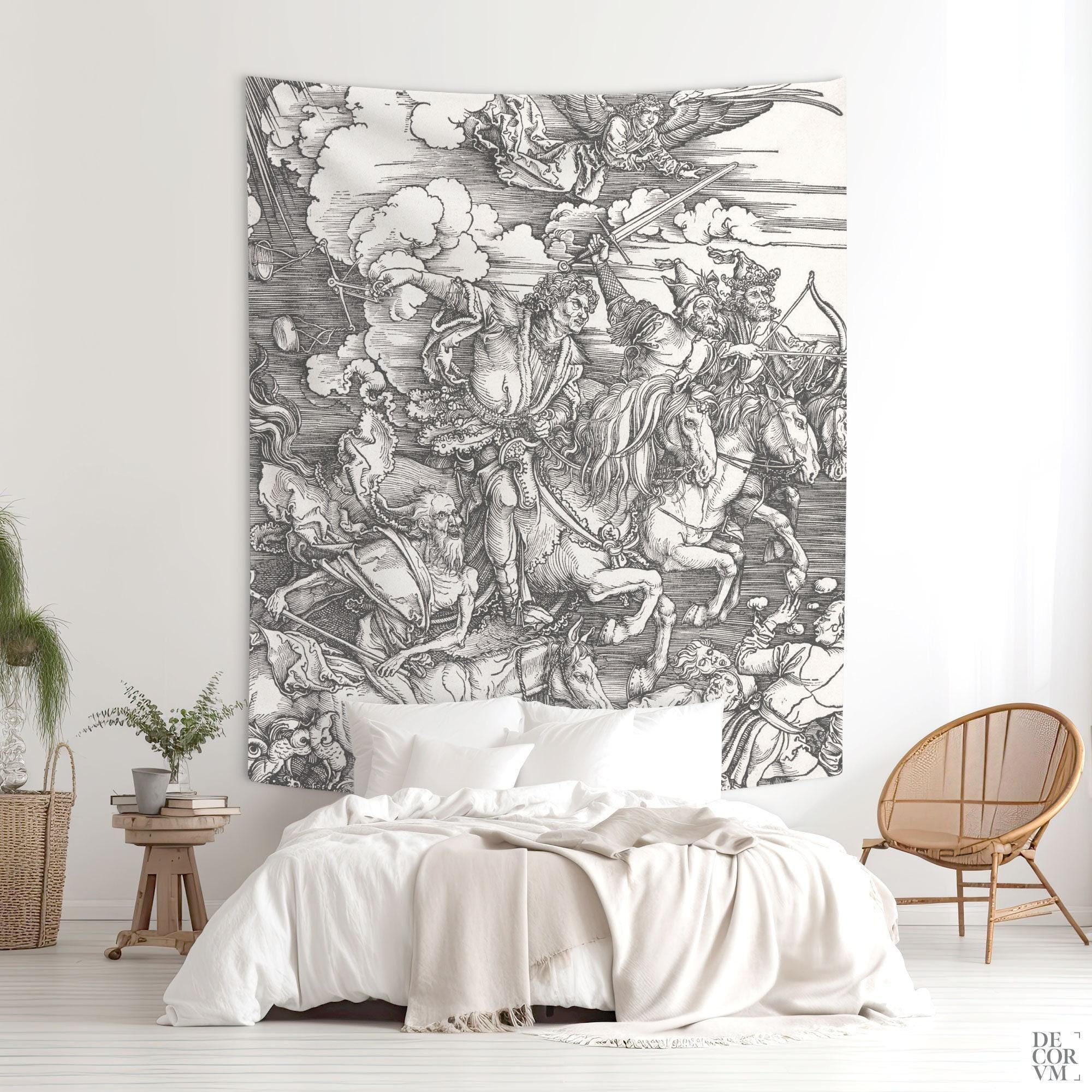 Tapiz de pared de Los Cuatro Jinetes, decoración de pared de Alberto  Durero, tapiz grande de tela del Apocalipsis, arte oscuro, religioso,  Biblia., image size:2000x2000