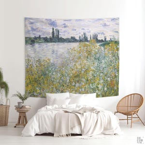 Claude Monet Print, Art Tapestry, Impressionist Prints, Landscape Art, French Art Tapestry, Wall Decoration, Vintage Tapestry. MON008