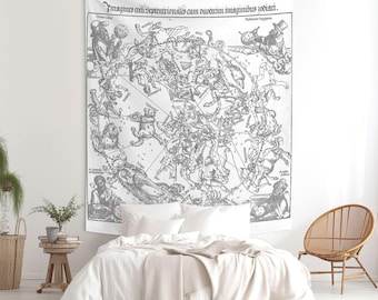 Celestial Zodiac Tapestry – Dürer Star Map, Boho Astrology Decor