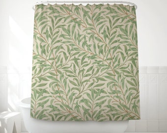 Leaf shower curtain with an original design by William Morris, bath decoration, fabric curtain. WIM002