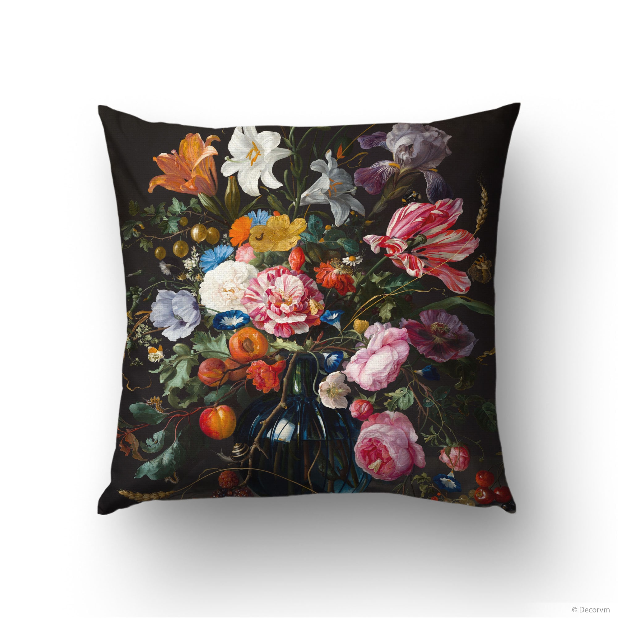 Dark floral cushion discount