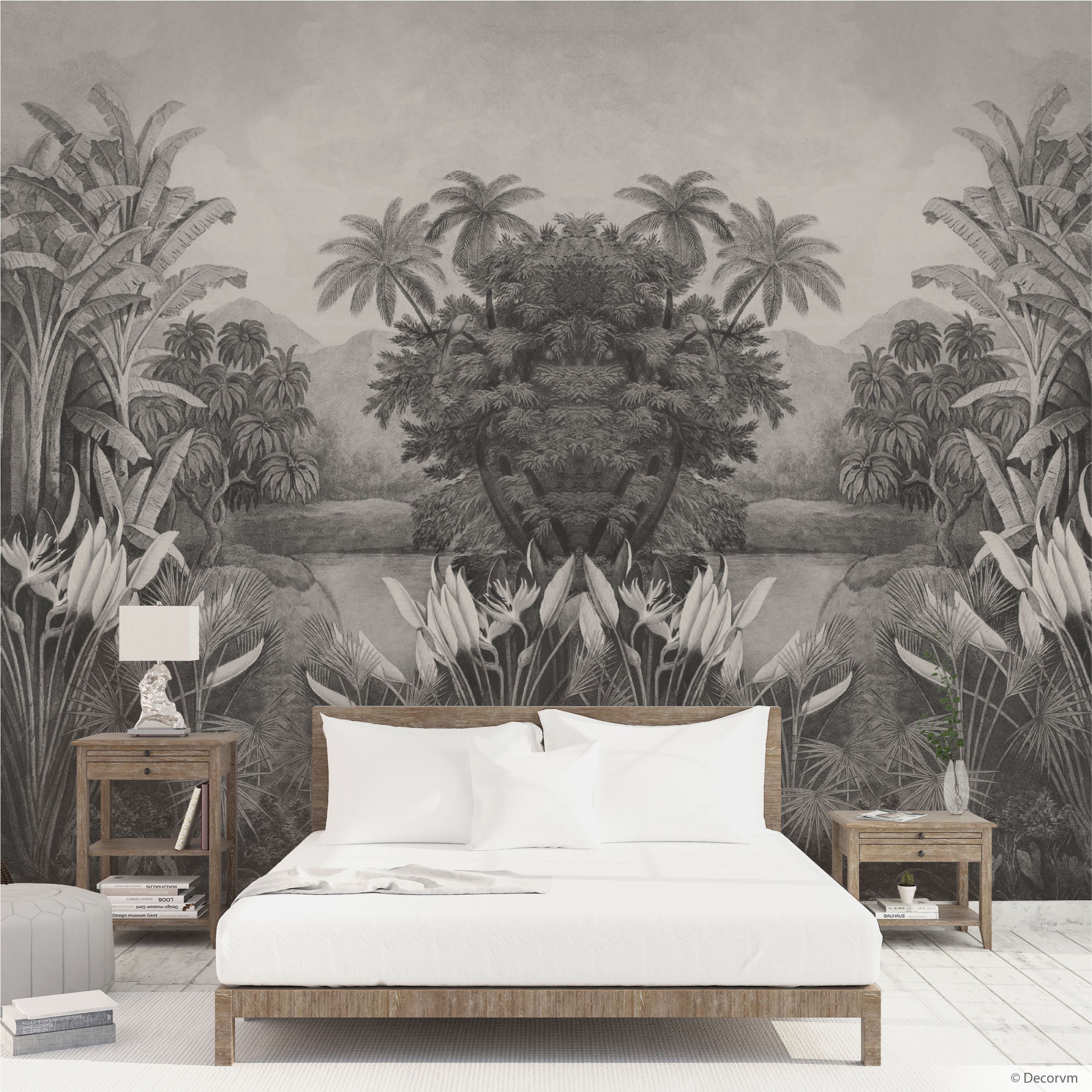 Papel tapiz vintage de una ilustración la selva tropical - Etsy España