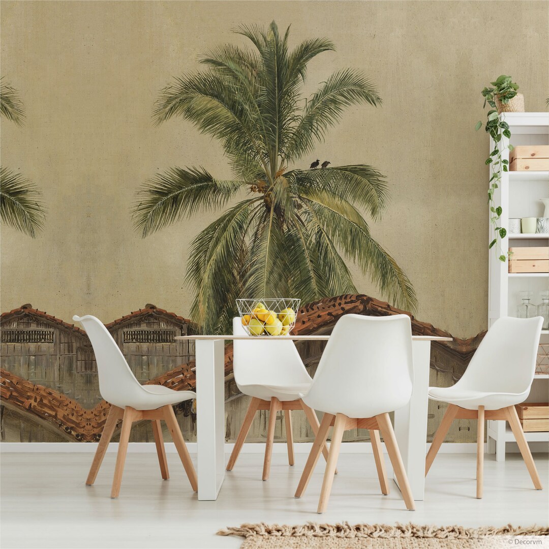 Palm Tree Wallpaper Mural, Tropical Wall Decor, Ecuador Landscape, Removable Large Wall Decor