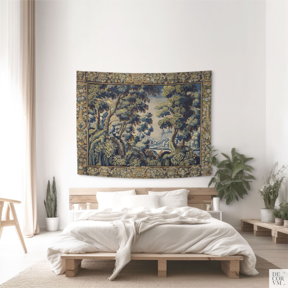Verdure Tapestry Wall Hanging, Greenery Wall Art, Antique French Decor Printed on COTTON Fabric, Medieval Reenactment. TRE005EU - Etsy