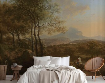 Scenic River Wallpaper Panoramic Mountain View Mural Romantic Pastoral Art. LAN125