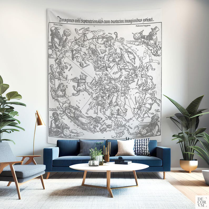 Celestial Zodiac Tapestry – Dürer Star Map, Boho Astrology Decor image 6