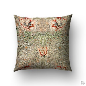 William Morris Honeysuckle Floral Pillow Cover, Cotton Poly Fabric (18x18 in)