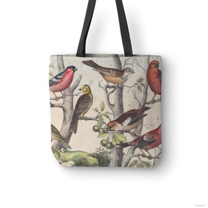 Bird lover gift, tote bag with a vintage bird illustration from the 19th century. VIN009