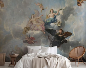 Classical Cloud Ceiling Wallpaper Mural Elegant Versailles Art for Living Room Decor | ROC003