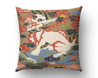 Ming Dynasty Dragon Throw Pillow Cover, Chinese Chinoiserie Decor. CHI002