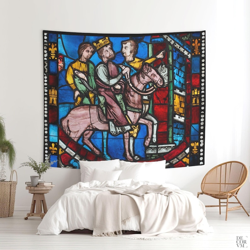 Seven Sleepers of Ephesus Tapestry, Religious Stained Glass Art. VIT001 image 1