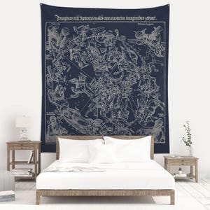 Blue Celestial Tapestry, Durer Print, Celestial Wall Art, Zodiac tapestries. DUR004
