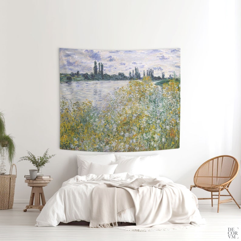 Claude Monet Print, Art Tapestry, Impressionist Prints, Landscape Art, French Art Tapestry, Wall Decoration, Vintage Tapestry. MON008 170x200 cm | 68x80 inches