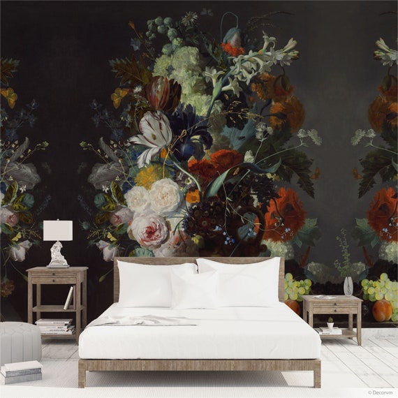 Donker behang met Nederlands van bloemen en - België