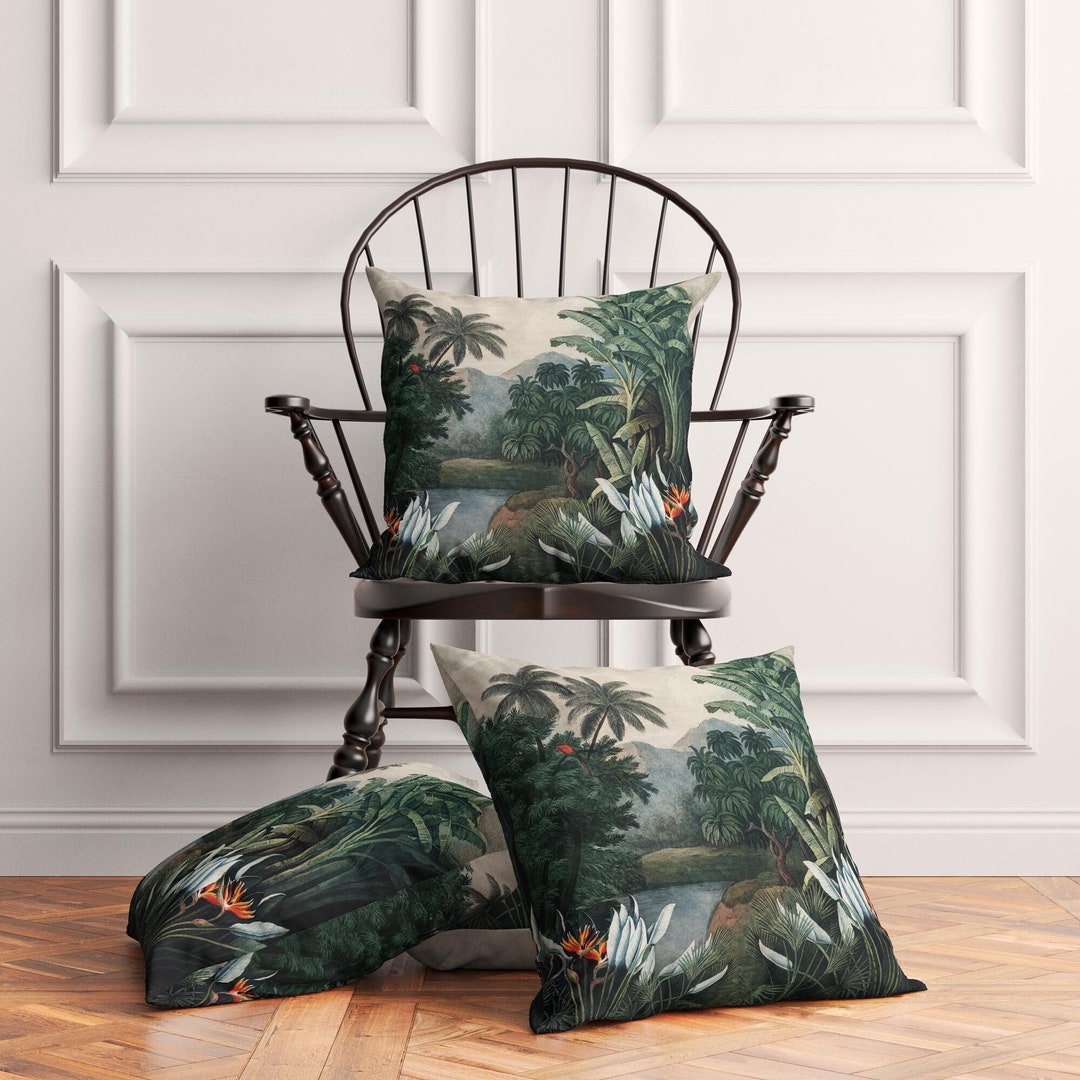 Wholesale Cushion Covers With Vintage Tropical Decor, Cotton Fabric