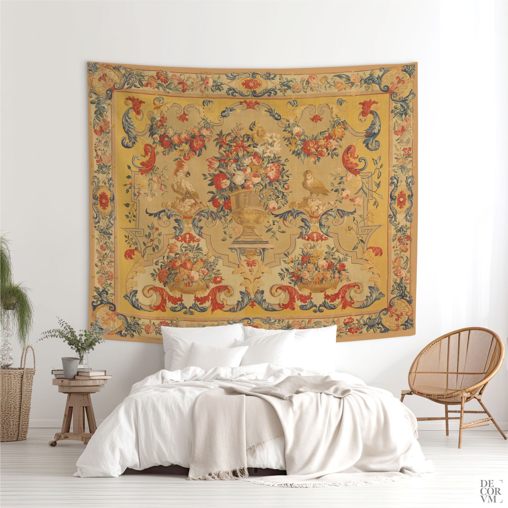 ヨーロッパ　タペストリー Large Vintage Floral Tapestry Wall Hanging West Germany 18