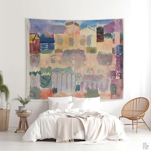 Paul Klee Art, Wall Tapestry, Wall Decor, Abstract Art, Watercolor Print, Wall Fabric, St. Germain Garden. PKL003