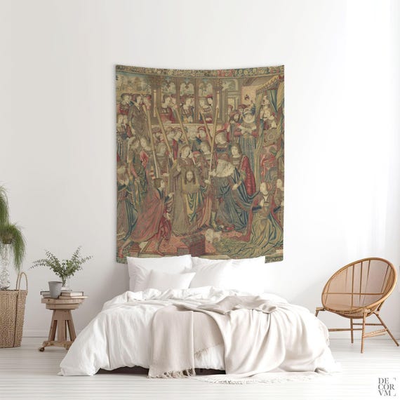 Tapisserie Murale Tissée Style Flamand - Scène De Marché Japonais (multicolore, Vintage)