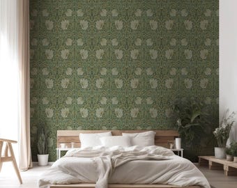 William Morris Wallpaper Green Floral Peel Stick Bedroom Living Room Decor