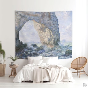 Claude Monet Painting, Wall Tapestries, Home Decoration, Sea Landscape, Mediterranean Decor. MON001