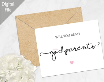 Godparents Proposal Card, Godparent Card, Baptism Card, Card For Godparents Gift, Will You Be My Godparents, Godparents Gift, Digital Card