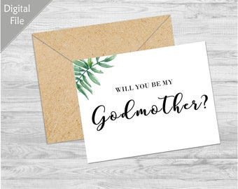 Godmother Proposal Card, Will You Be My Godmother Card, Godmother request card For Godmother, Be My Godmother card Baptism, Digital Download