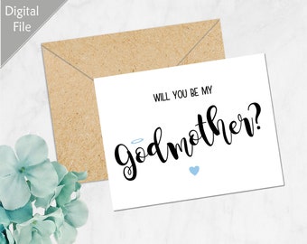 Will You Be My Godmother Card, Godmother Proposal, Be My Godmother Baptism Card, Printable Card For Godmother Gift, Digital Download