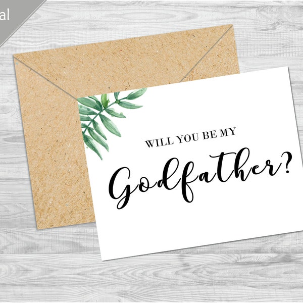 Printable Godfather Proposal Card, Will You Be My Godfather Card, Be My Godfather, Card For Godfather , Gift For Godfather Digital Download