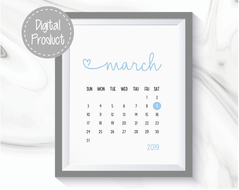 Printable Baby Announcement Calendar Due Date Announcement Etsy