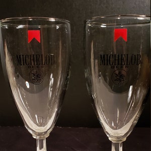 Set of 2 Stemmed Michelob Beer Glasses, Glass