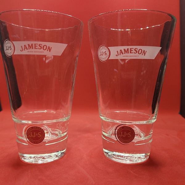 Set of 2 Tall Jameson Irish Whiskey Glasses,  Glass